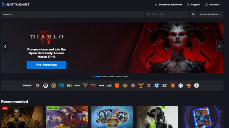 Beta abierta de Dibalo IV en la página de inicio de Battlenet