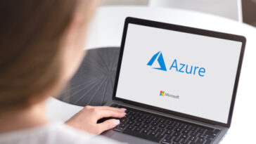 El logotipo de Microsoft Azure en una computadora.