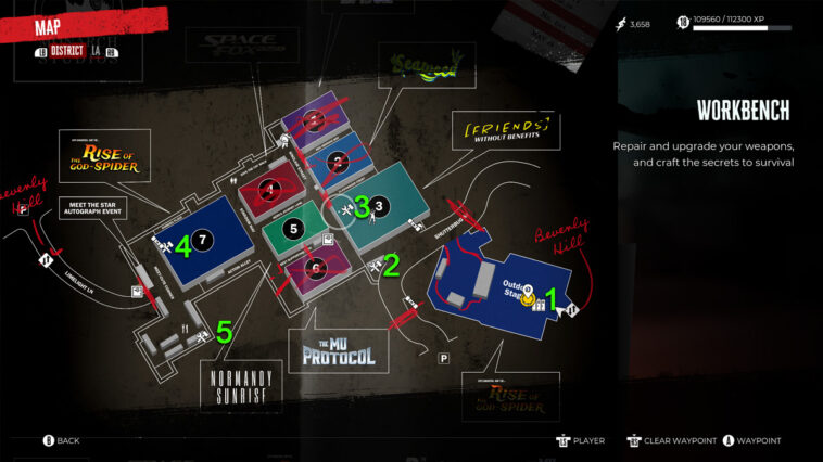 Mapa del banco de trabajo de Dead Island 2 Monarch Studios