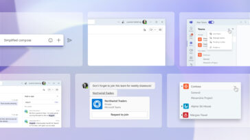 Collage de mejoras de usabilidad en la nueva aplicación de Microsoft Teams.