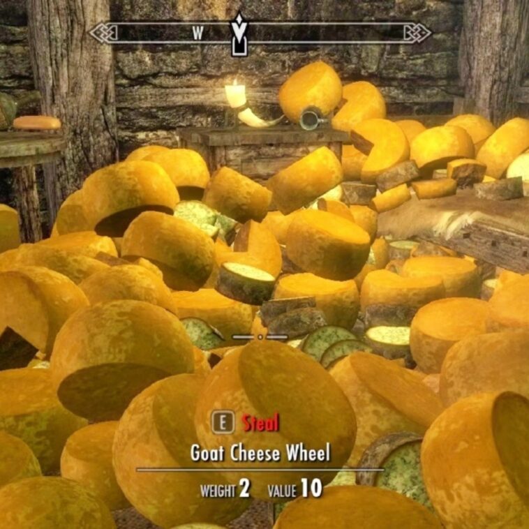 Un divertido mod de Skyrim te deja lanzar pedazos de queso a los enemigos