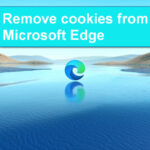 Esta ilustración muestra las palabras Eliminar cookies de Microsoft Edge flotando sobre una hermosa cala de agua azul.