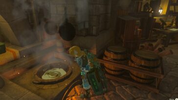 Totk Stamina Elixir cocinando en Lookout Landing