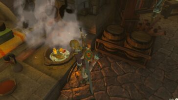 Cocinar estofado de zanahoria Totk en Lookout Landing