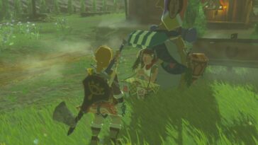 Totk Sunset Fireflies Reunión con Beedle Closeup