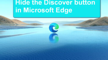 Una imagen con el logotipo del navegador Microsoft Edge en el medio y un cuadro arriba que dice "Oculte el botón Descubrir en Microsoft Edge."