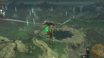 Luz azul de Totk que se extiende desde las cuevas