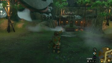 Totk Kakariko Village Center por la noche