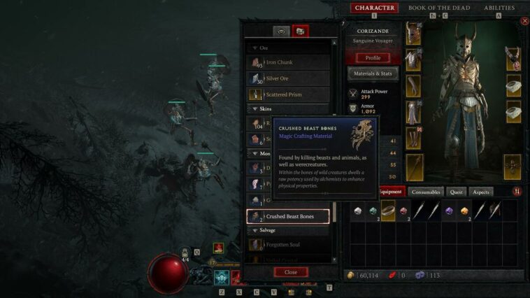 Diablo 4 Crushed Beast Bones gaspar stilbian desove