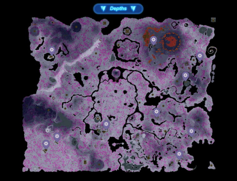 Mapa de las profundidades de las piedras del esquema de Tears Of The Kingdom