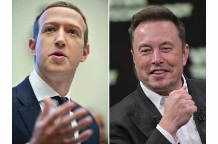 El fundador de Facebook, Mark Zuckerberg (izquierda), y el propietario de Twitter, Elon Musk, se desafiaron recientemente a una pelea en jaula.