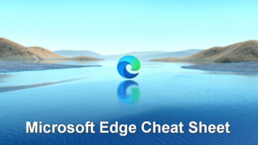 El logotipo de Microsoft Edge y el título. "Hoja de trucos de Microsoft Edge."