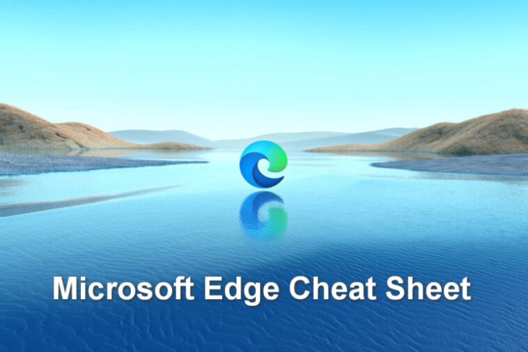 El logotipo de Microsoft Edge y el título. "Hoja de trucos de Microsoft Edge."