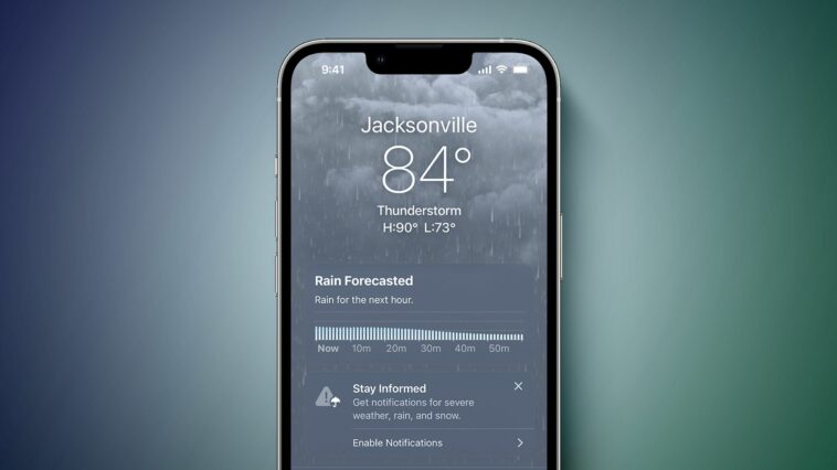 La aplicación Apple Weather ahora ofrece notificaciones de precipitaciones a la próxima hora en iPhone en Australia