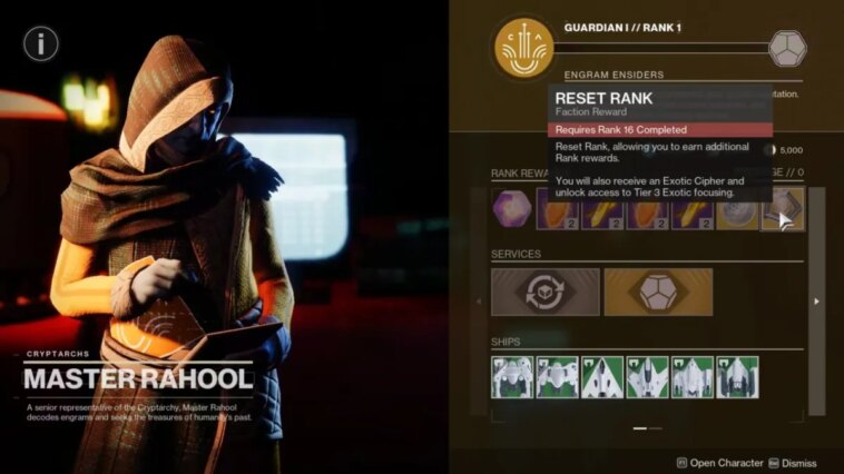 Reputación de Destiny 2 Rahool