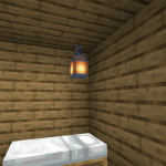 Una linterna y una cama en Minecraft