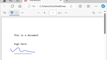 Pantalla táctil de Windows: Documento firmado