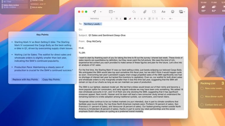 macOS 15 permite a los usuarios generar resúmenes de textos largos con IA.