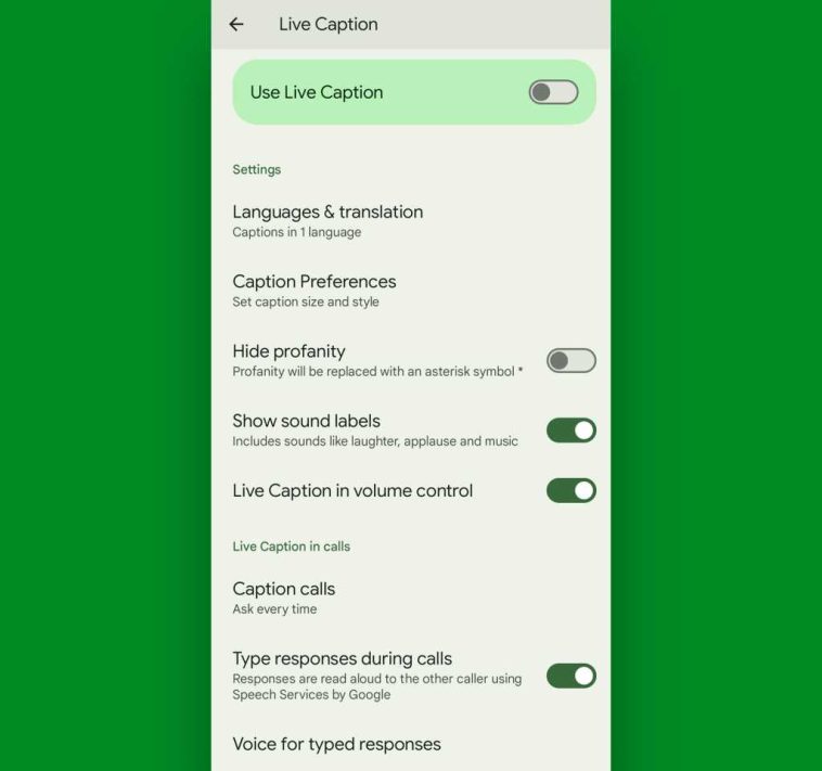 Funciones de llamadas de Google Pixel: opciones de subtítulos en vivo