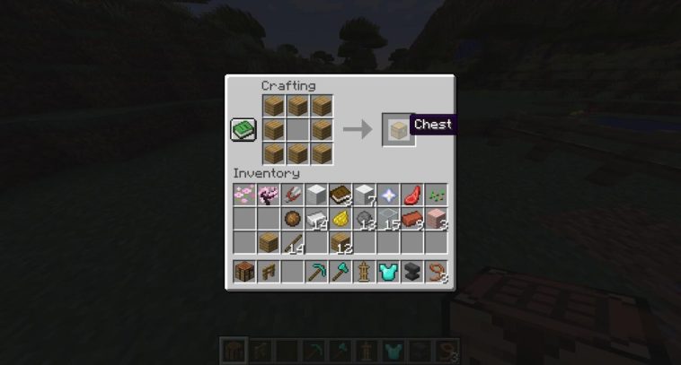 La receta para elaborar un cofre en Minecraft