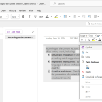 Menú de clic derecho de OneNote