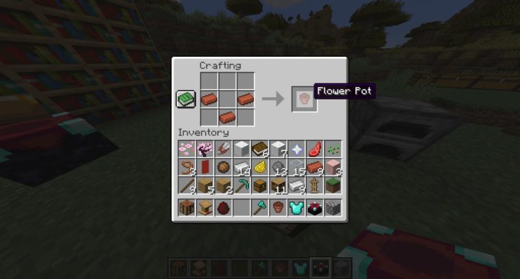 La receta para elaborar la Maceta en Minecraft