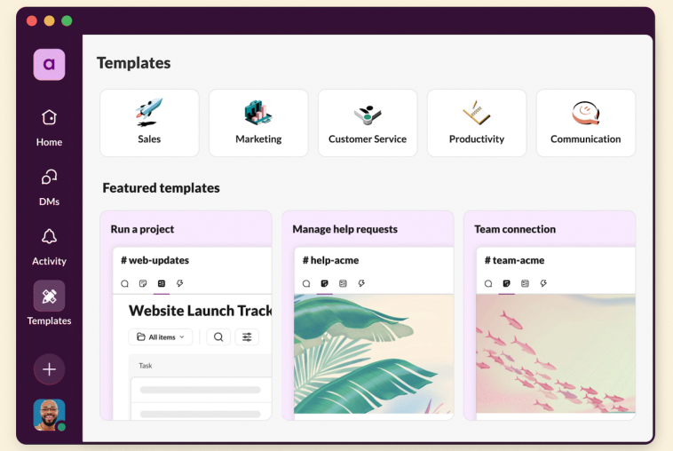 Slack agrega plantillas para ayudar a los usuarios a iniciar proyectos más rápido