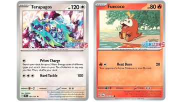 Terapagos y Fuecoco - Tarjetas promocionales de Pokémon Horizons: The Series