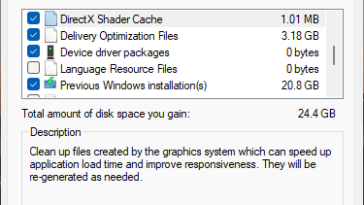 La utilidad de limpieza de disco en Windows 11 dice que puede limpiar 24,4 GB de espacio en disco