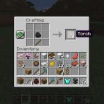 La receta de elaboración de una antorcha en Minecraft.