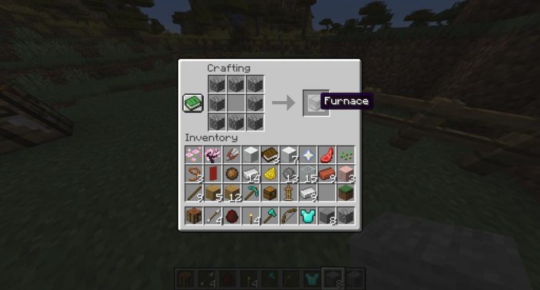 La receta de elaboración del horno en Minecraft.