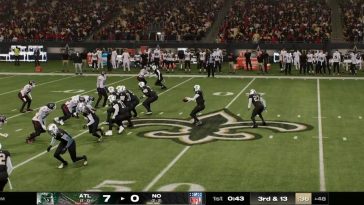 Sentarse; El juego entre Atlanta Jets y New Orleans Rob Lowes está en marcha. (Crédito de la imagen: CouchCoach16 en Twitch)