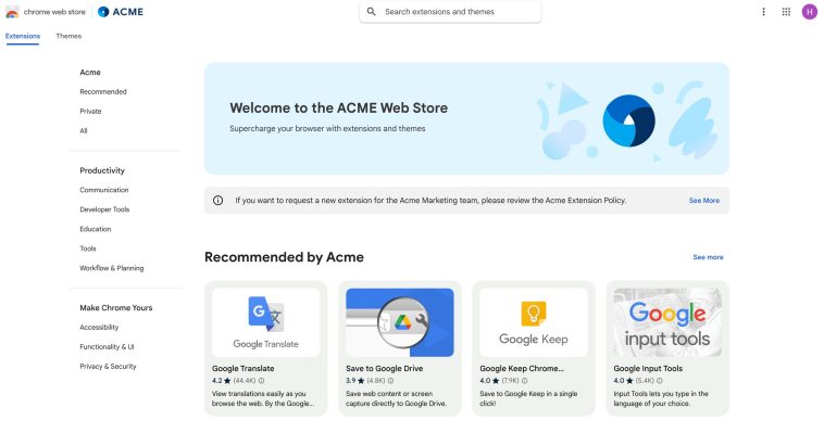 Las empresas obtienen su propia versión de Chrome Web Store