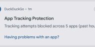 Privacidad de Android: seguimiento de aplicaciones: notificación DuckDuckGo