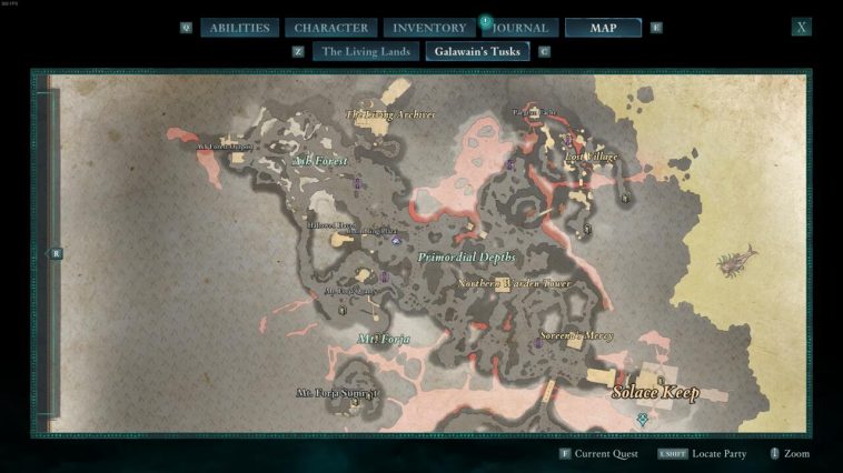 Mapa de colmillos de la galawain del norte