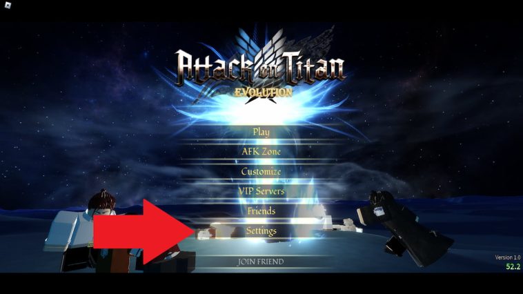 Menú principal de Attack on Titan Evolution