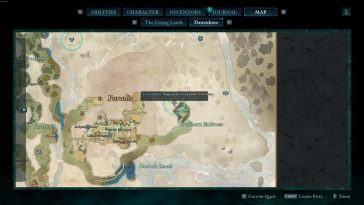 El marcador de misiones para el cartógrafo Dawnshore en el mapeo de las tierras vivas