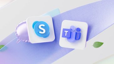 Fuerza de gráfico con logotipos de equipos de Skype y Microsoft.