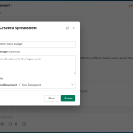 onedrive crea una pantalla de hoja de cálculo en Slack