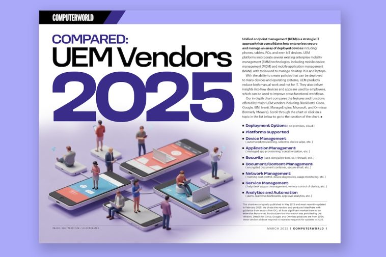 Descargue la tabla de comparación de proveedores de UEM, edición 2025