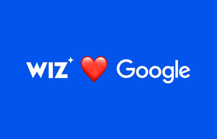 Gráfico destacado con los logotipos de Wiz y Google Ahd A Heart Icon en el medio.