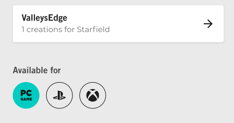 Un listado de PlayStation se encuentra junto con las plataformas de Xbox y PC para un mod Starfield.