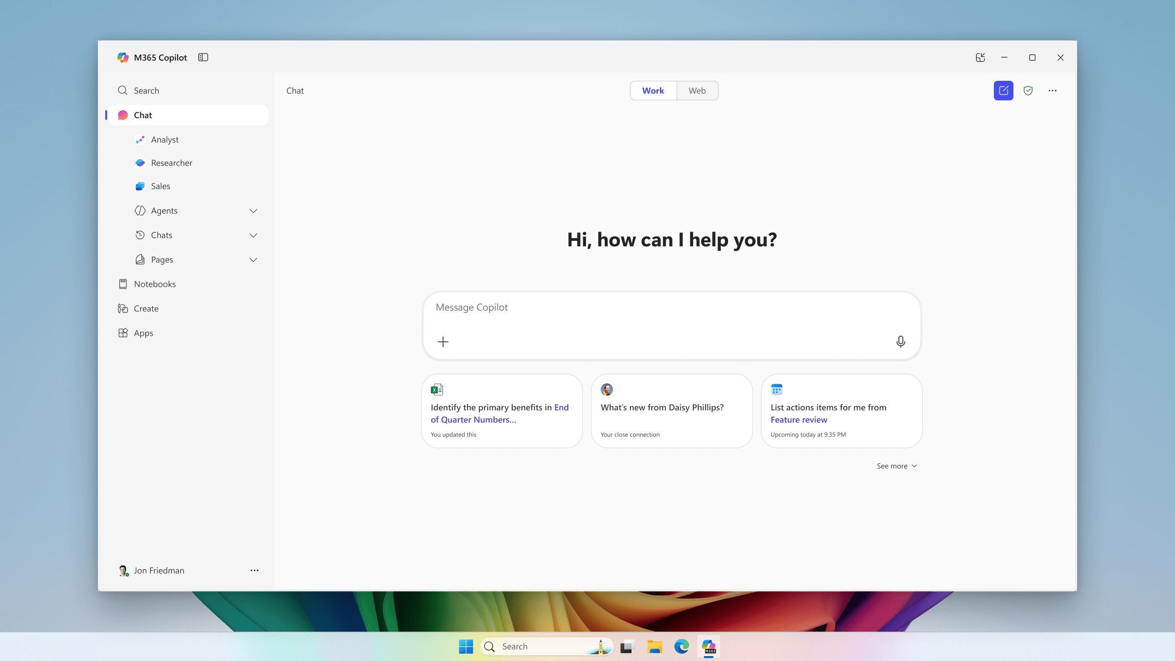 La nueva interfaz Copilot de Microsoft 365 ahora comienza con el chat primero.