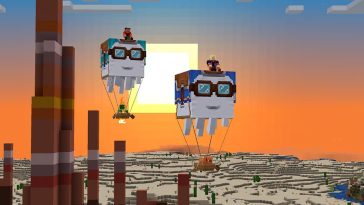 Un ejemplo de cómo las correas se pueden usar para convertir los ghastos felices en globos de aire caliente.