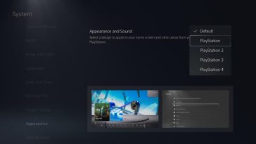 Así es como se verá el menú de apariencia en la configuración del sistema de PS5.