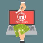Ilustración de vector plano de una mano que retiene dinero por pagar la llave del hacker para la carpeta de desbloqueo.