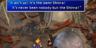 Barrett de Final Fantasy VII llama a Shinra.