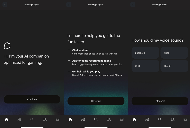 La experiencia de configuración para el copiloto de juegos de Microsoft.