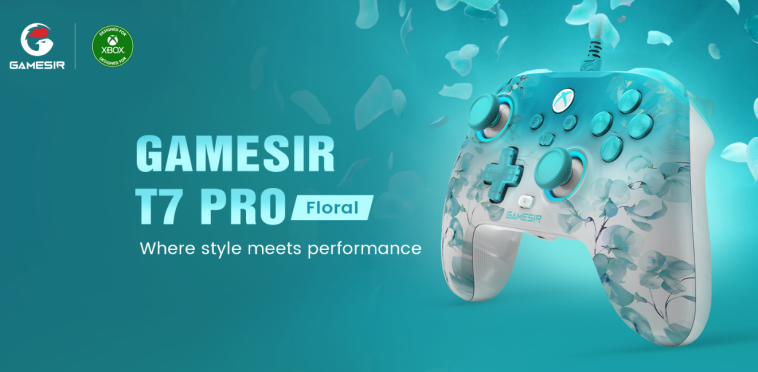 Gamesir lanza el controlador con cable floral T7 Pro con carcasa mate estampada floral, diseño semi transparente e iluminación dinámica vibrante RGB