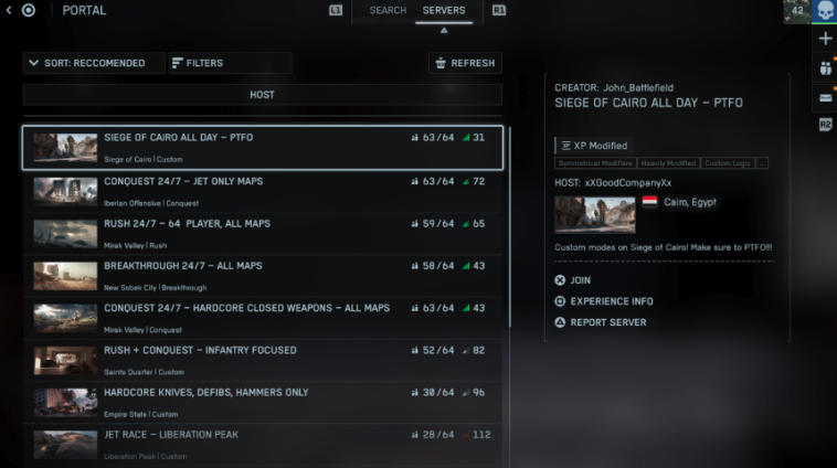 Battlefield 6 Sever Browser (trabajo en progreso).